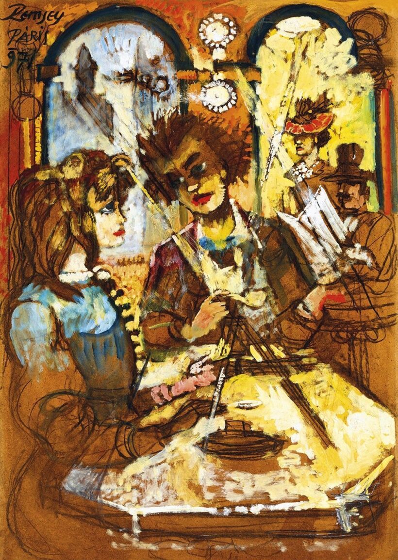 Remsey Jenő:Párizsi kávézóban, 1971