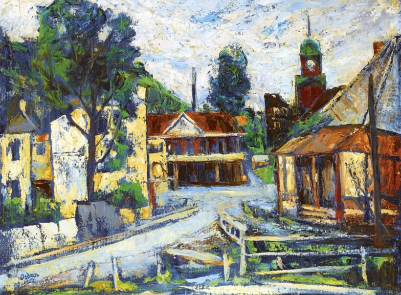 Orbán Dezső:Kisváros főtere, 1952