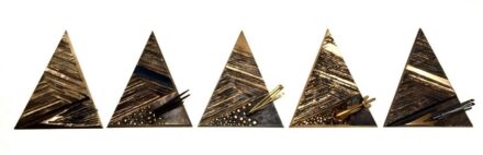 Budahelyi Tibor (1945): Háromszög forma I., II., III., IV., V. 2002