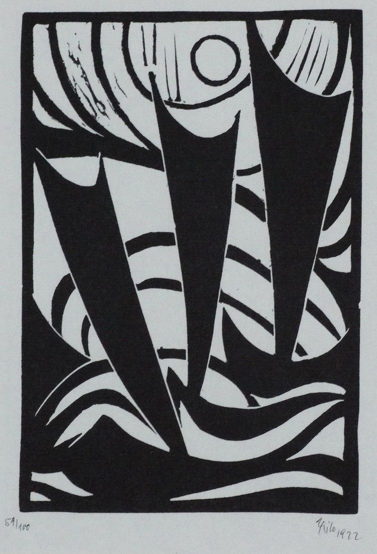 Maatsch, Thilo (1900 - 1983): Kompozíció (linó, 1922)