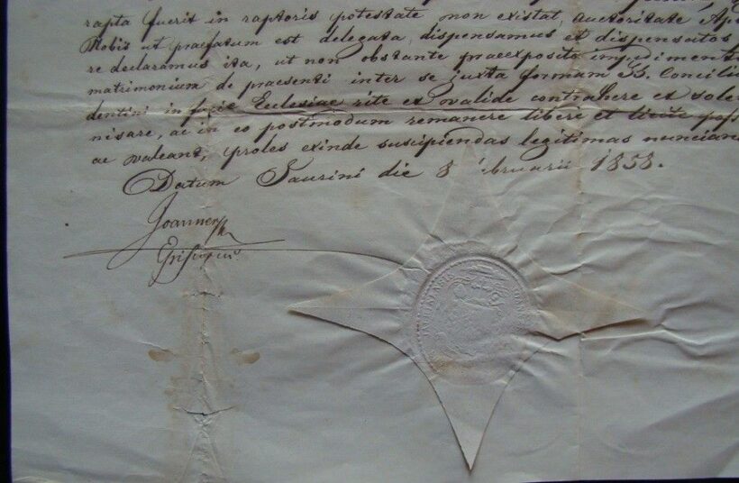 50-1126 1858 Simor János győri püspök fejléces levele és aláírása, szárazpecséttel - Image 2