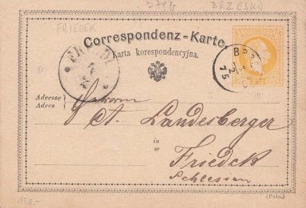 50-721 1876 2kr levelezőlap "BRZESKU" - "FRIDEK"