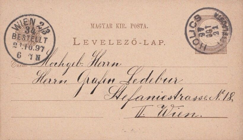 50-726 1897 2kr levelezőlap "HOLICS" - "WIEN"