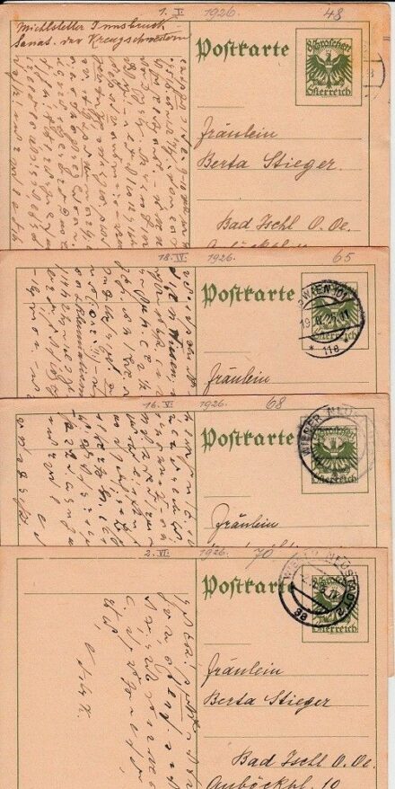 50-565 1926. 4 db Héber nyelvű levelezőlap.