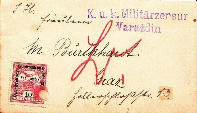 50-867 cca 1916 Levélboriték "K.u.k Millitarzensur Varazdin"