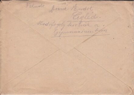 1207 1945 Dáné Gyula (1887-?) festő- és iparművész Endre nevű fia levele a Ceglédi hadifogoly korházból