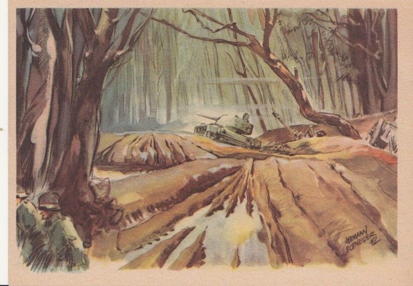 50-613 cca 1940 " A kolodesy erdőből" c. propaganda képeslap. Háborus tudósító: Schneider