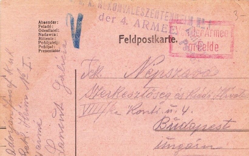 50-52 1916 Tábori postai levelezőlap a Népszava szerkesztőségének.
