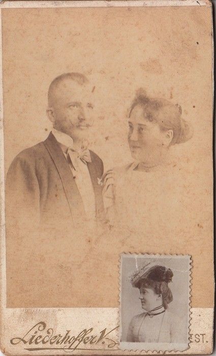 50-1063 1894 Műtermi portréfotó párról Liederhoffer Vilmos budapesti műterméből, 12x8 cm