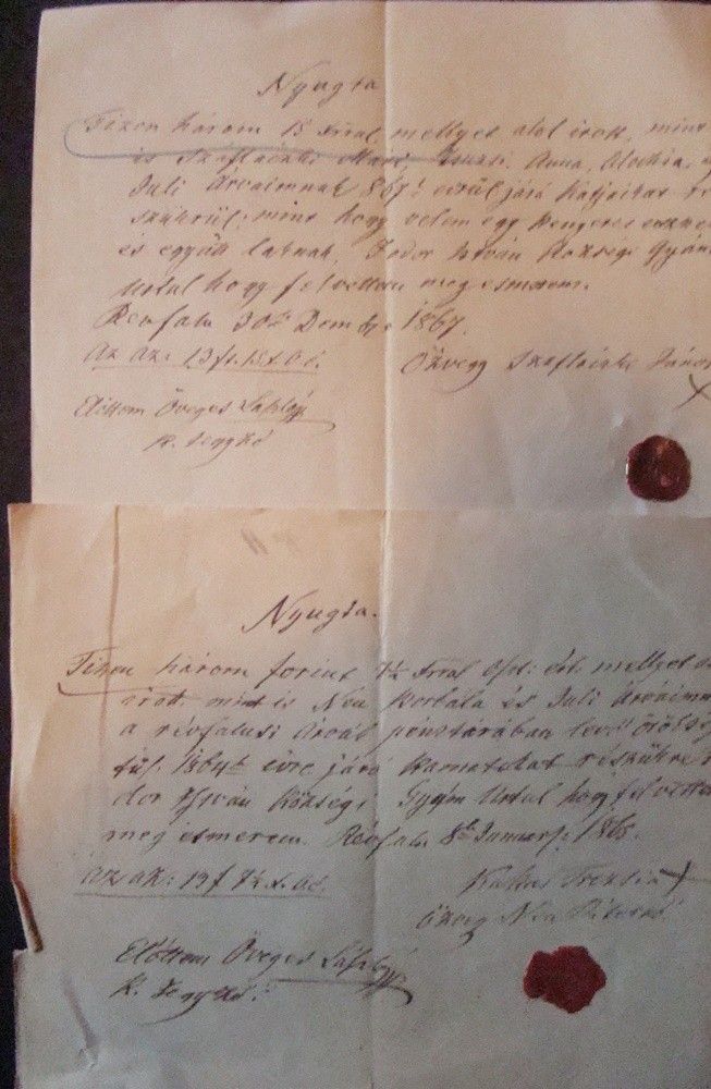 50-1012 1865 2 db Nyugta /Révfalu