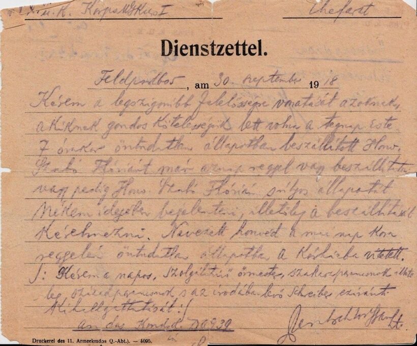 51-1317 1918 Jelentés honvédek rendzavarásáról