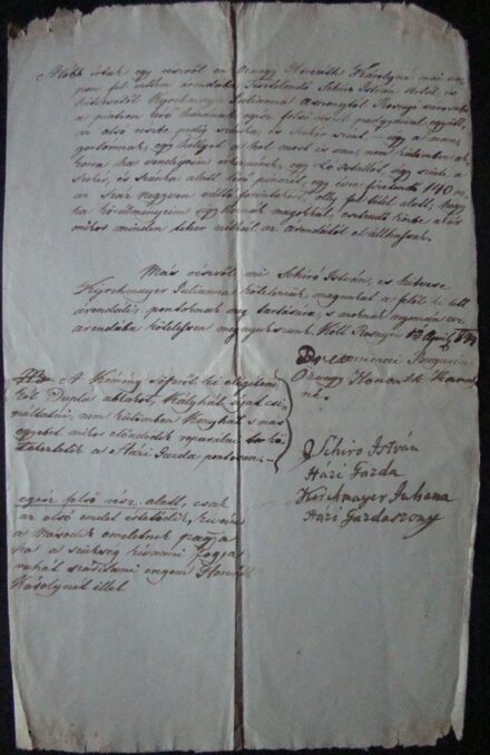 51-1323 1844 Bérleti szerződés a Rozsnyói (Szlovákia) piactéren lévő ház emeletéről
