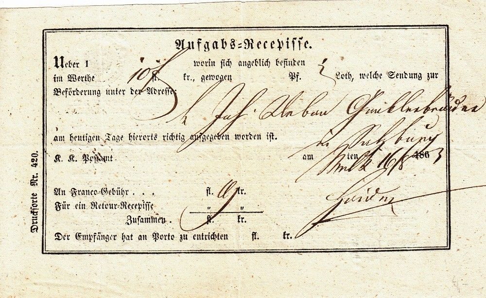 51-679 1845. Tértivevény kézírásos