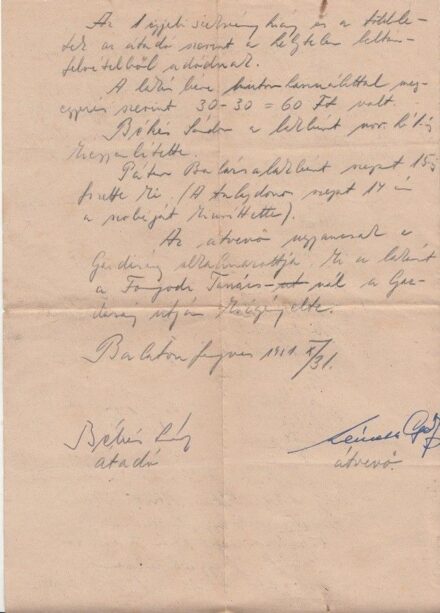 51-1160 1951 Átadás-Átvételi jegyzőkönyv a volt Balatonnagybereki Állami Gazdaság "Allus" villájának
