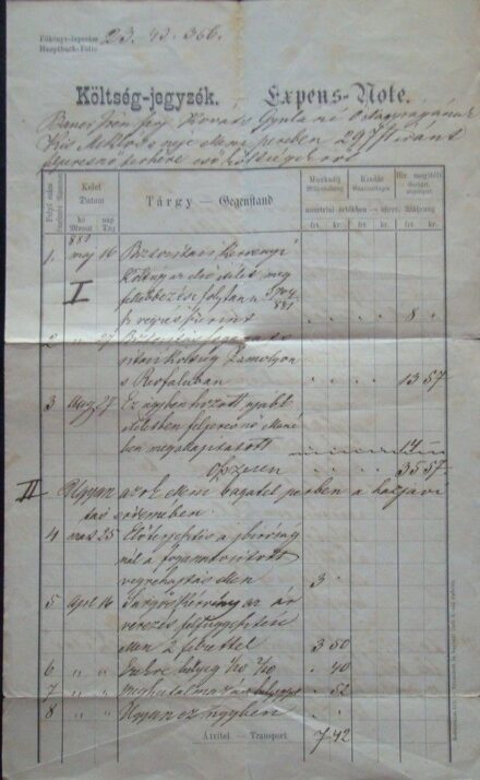 51-1185 1882 Ügyvédi költségjegyzék Győr