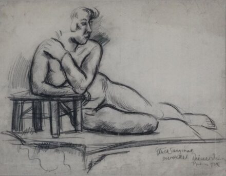 Diener Dénes Rudolf (1889 - 1956): Fekvő akt, Párizs, 1928 - ajánlással