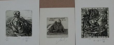 Müller Árpád (1961 - 2006): Ex libris - 3 db, 1982, 1986