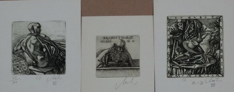 Müller Árpád (1961 - 2006): Ex libris - 3 db, 1982, 1986