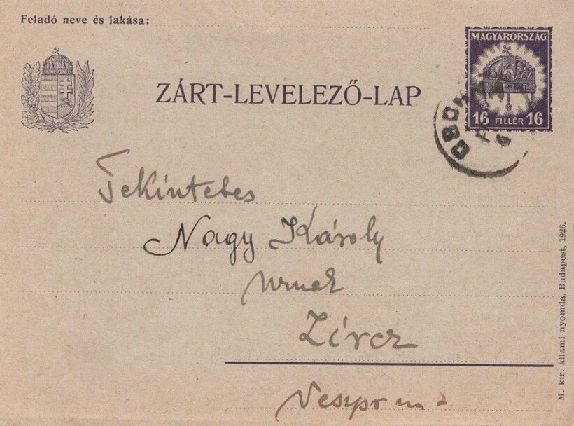 52-541 cca 1930 Díjjegyes zárt levelezőlap " BUDAPEST " - Zircz