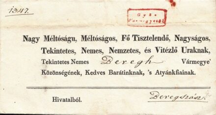 52-806 1842. Levél Győr Vármegyétől Beregszázra