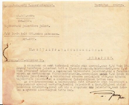 52-755 1932. Tájékoztó jelentésre, jelentés / I. ker. csendőrség