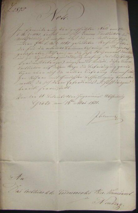 52-1633 1837 Levél a Császári és Királyi Vasműnek