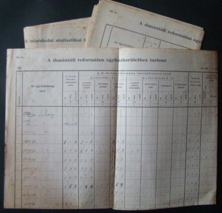 52-1234 cca 1930 3db Népiskolai statisztikai kimutatás / Tihany