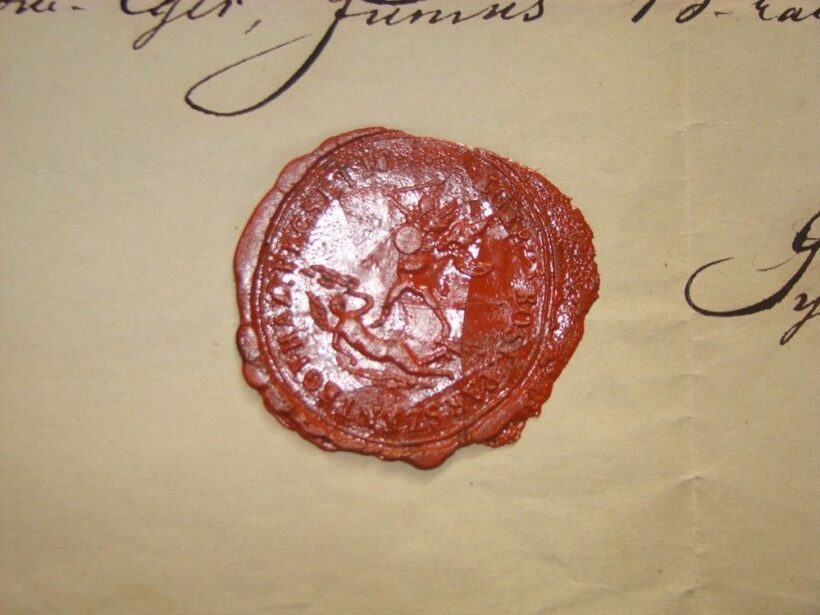 52-1647 1849 Kersztelési anyakönyvi kívonat, szép viaszpecséttel, 6 kr vignyettás papíron, Eger - Image 2