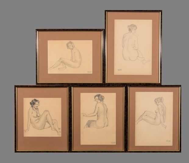 Gyenes Gitta: Öt db ülő női akt