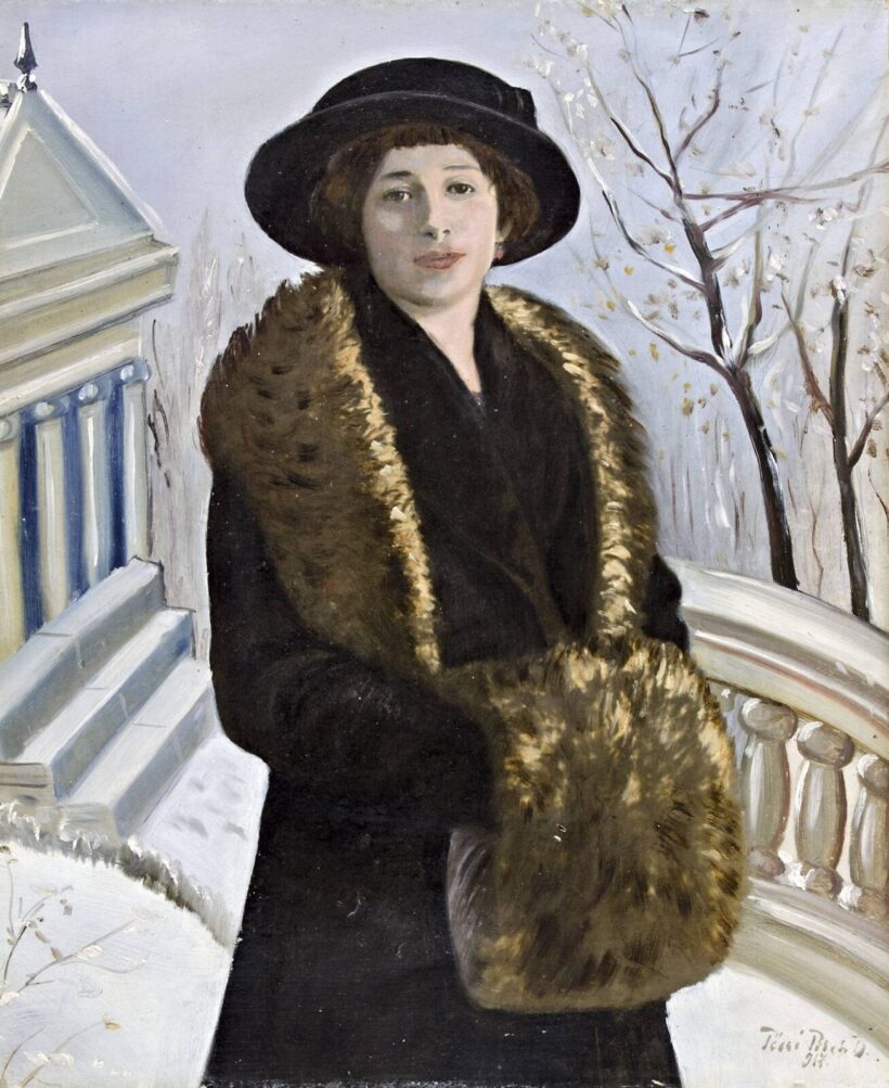 Pécsi Pilch Dezső (Pécs, 1888 - Budapest, 1949) - Kalapos hölgy portréja, 1917
