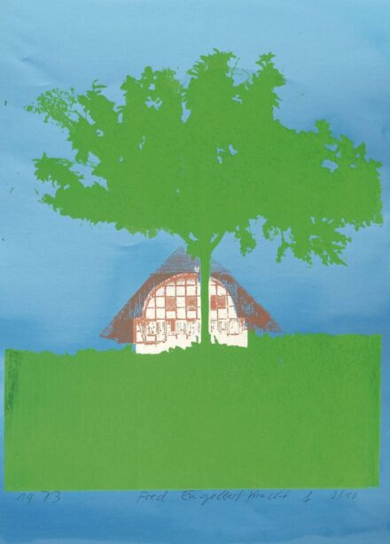 Fred Engelbert Knecht (Dübendorf, 1934 - Thalwil, 2010) - Táj házzal I., 1973