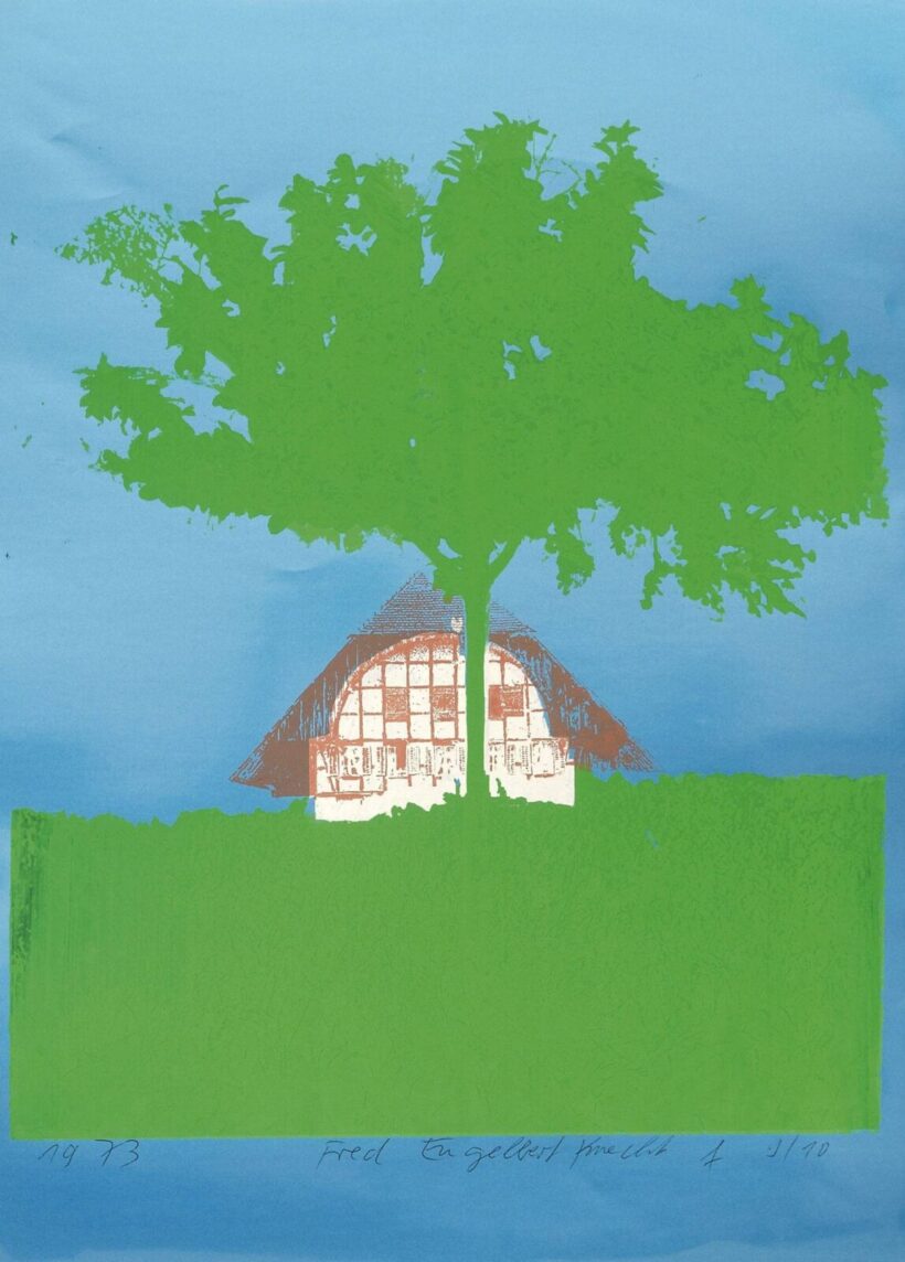 Fred Engelbert Knecht (Dübendorf, 1934 - Thalwil, 2010) - Táj házzal I., 1973