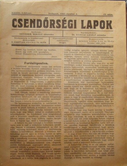 53-504 1943. Csendőrségi Lapok. 19. szám