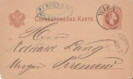 53-603 1880 2kr levelezőlap "WIEN" - "BRENEN"