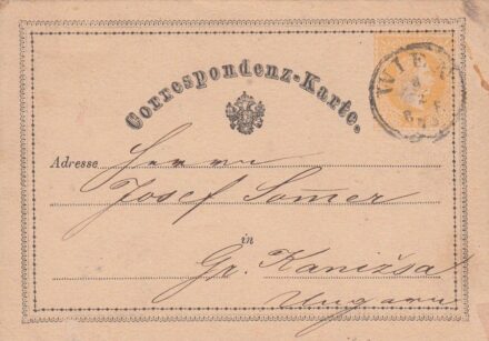 53-546 1873 Díjjegyes levelezőlap "WIEN" -Nagykanizsa