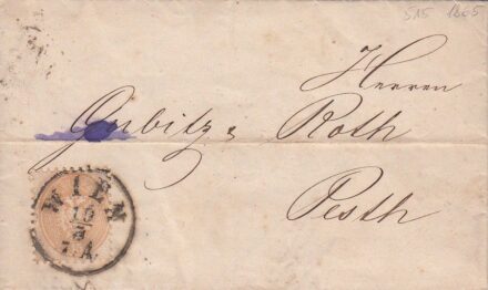 53-515 1865 15kr levélen / Wien - "PESTH"