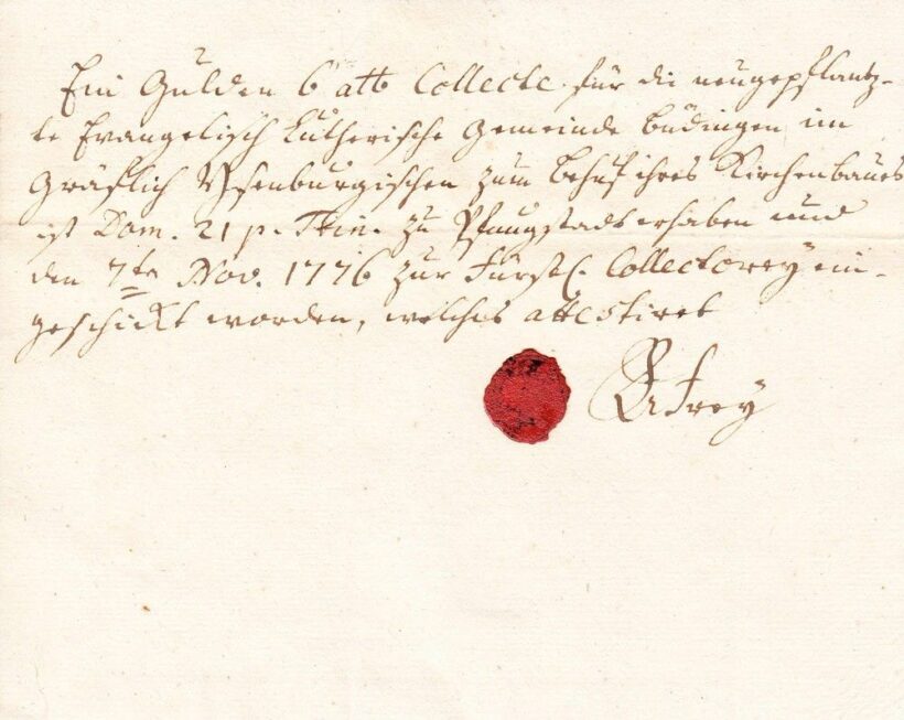 53-1557 1760 Nyugta viaszpecséttel