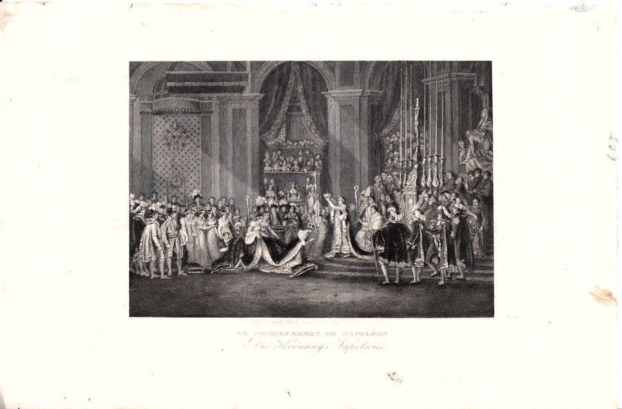 53-572 cca 1840 Napoleon császárrá koronázása/ Die Krönung Napoleons acélmetszet 24x15 cm