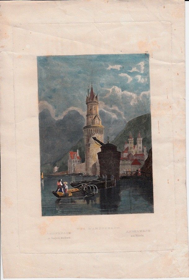 53-426 Szines litho kép. A rajna mellett/Andernach 12.5x8.5cm