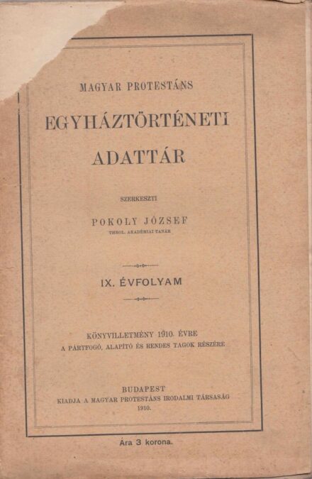 53-1430 1910 Magyar Protestáns Egyháztörténeti adattár