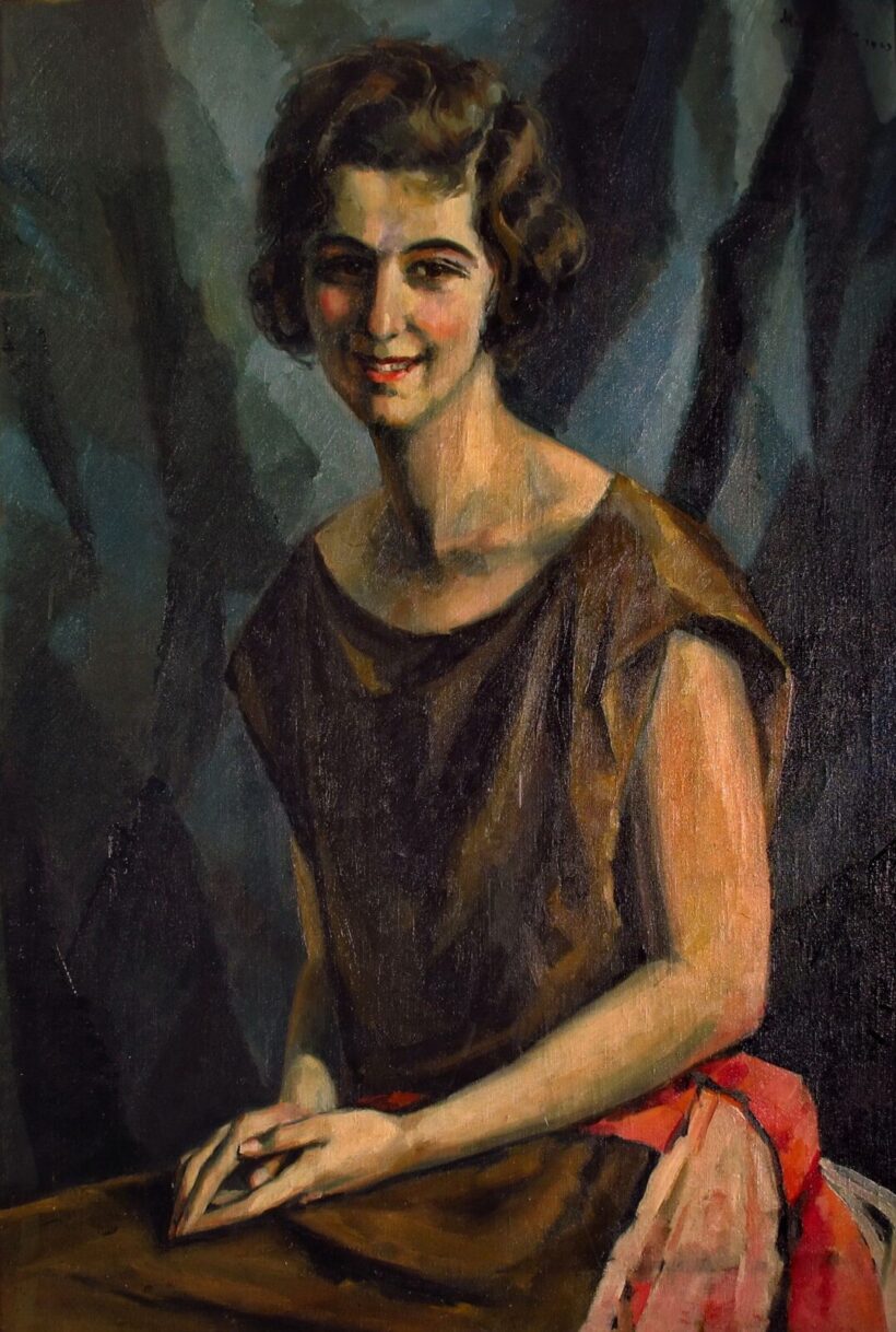 MÉSZÁROS MIHÁLY ( 1901- 1982 ) Lány barna ruhában