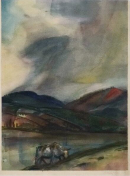 Szentgyörgyi Kornél (1916-2006): Táj ökörrel, 1947