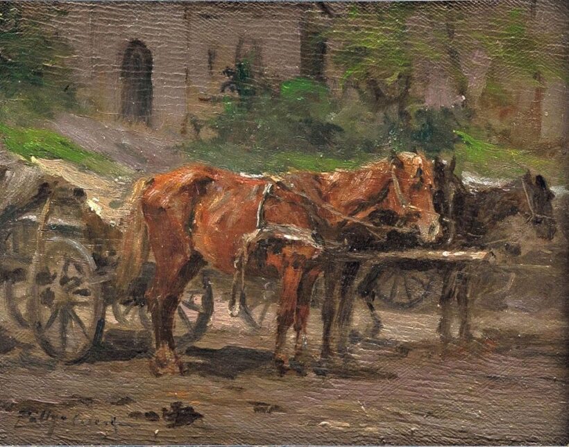 Pállya Celesztin (1864-1948): Lovasszekér