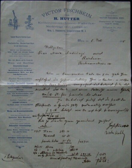54-703 1895 "Victor Fischbein Wien" díszes fejléces számla