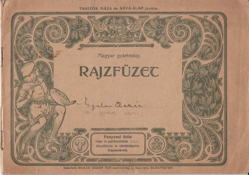 54-1585 Gyulai Elemér ( Kaposvár 1904- ? 1945) zeneszerző iskolai rajzfüzete, 13 oldal