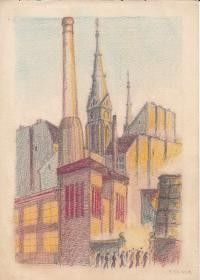 54-1586 Gyulai Elemér ( Kaposvár 1904- ? 1945) zeneszerző szines rajza 1936-ból