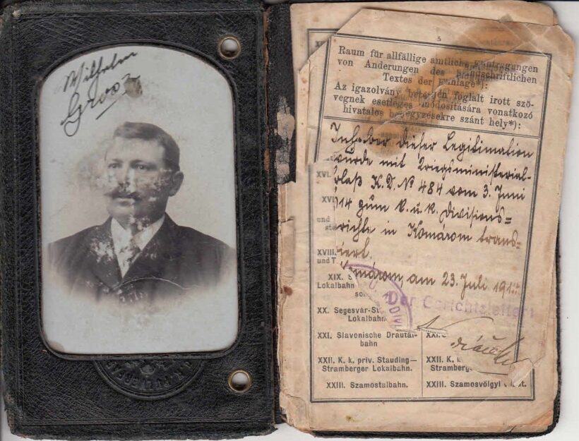 54-1104 1910 Fényképes vasúti igazolvány katonai személyek részére / Rossz állapotban - Image 2
