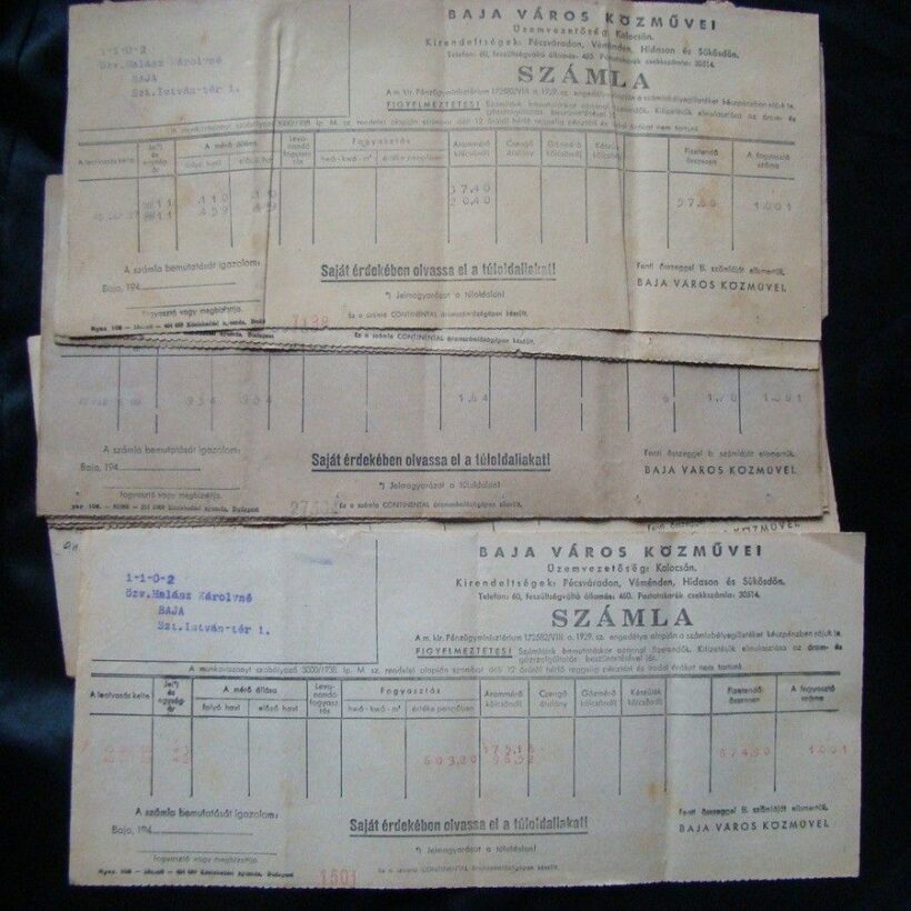 54-340 1945-1947. 10 db villany számla