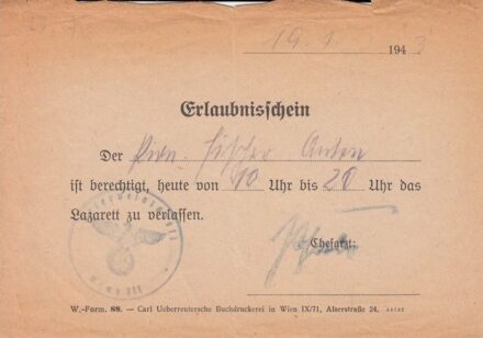 54-375 1943. Korház elhagyási engedély