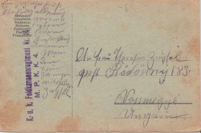 54-1213 cca 1916 K.u.K Feldkanonenregiment Nr.14 M.P.K.K. 4. tábori lap